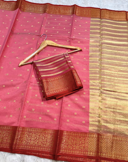 Semi-Banarasi soft kora organza silk saree code-007
