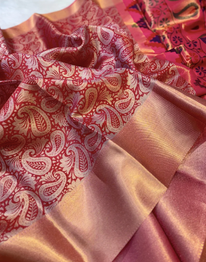 Semi-Banarasi Soft Tissue Silk Saree code-009