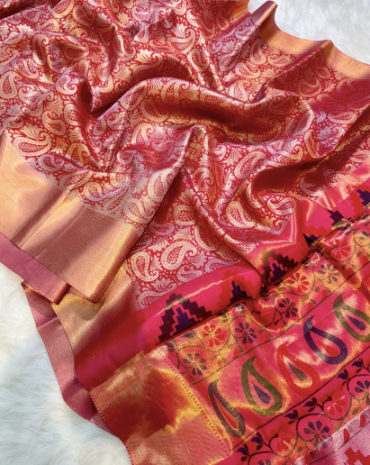 Semi-Banarasi Soft Tissue Silk Saree code-009