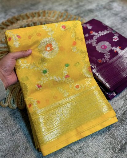 Semi-Banarasi Georgette Soft Semi Silk Saree code-010